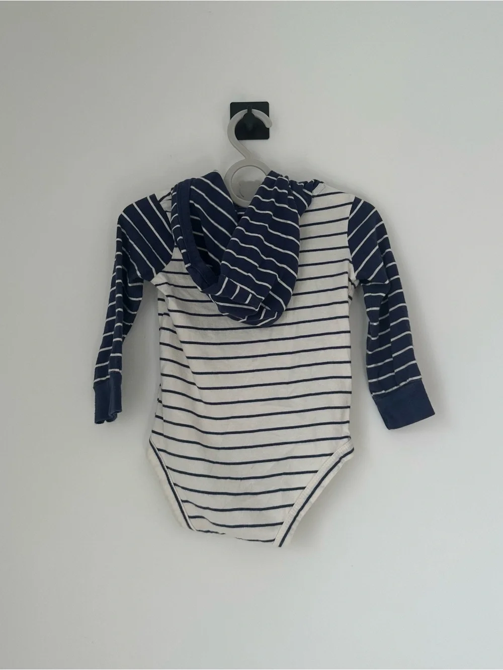 Carters Striped Navy and White Hooded Baby One-Piece